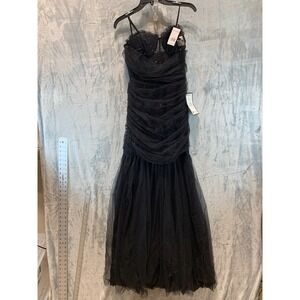 Betsy & Adam | Dresses | Betsy Adam Goldembroidered Gray Tulle Evening Gown